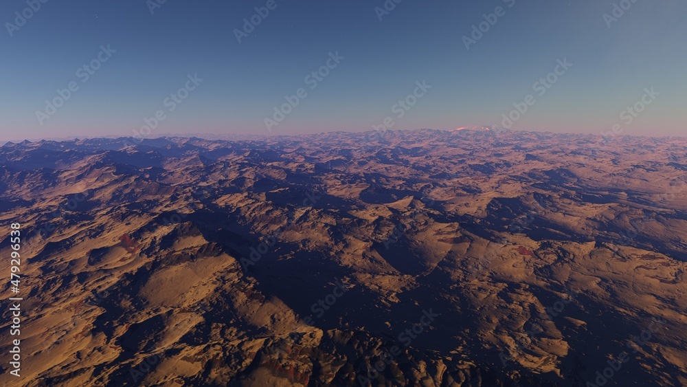 Fototapeta premium view from a beautiful planet, beautiful space background 3d render