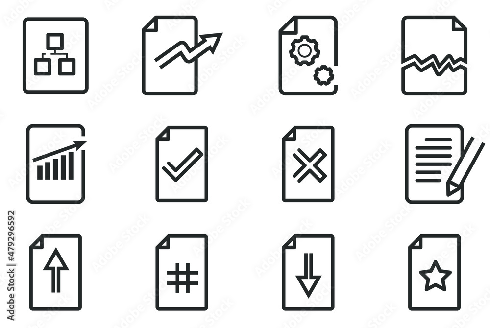 Business document sheet checklist icon. Thin stroke simple graphic report application form. Outline vector. Business document sheet checklist icon. Thin stroke simple graphic report application form. Outline vector.