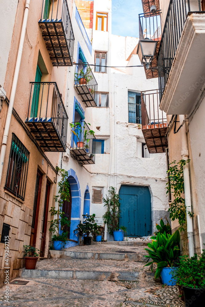 The streets of the old town of Peñiscola on the Spanish Mediterranean