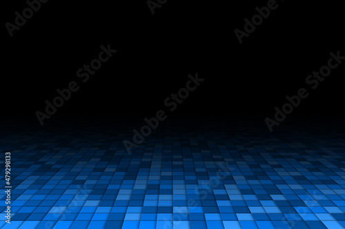 Perspective view of Honeycomb Grid tile with blue with dark border gradient background shadow for use as technology