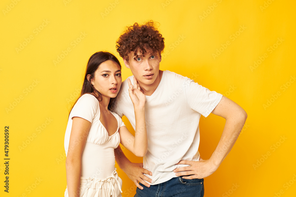 teenagers standing side by side in white t-shirts posing Lifestyle unaltered teenagers standing side by side in white t-shirts posing Lifestyle unaltered