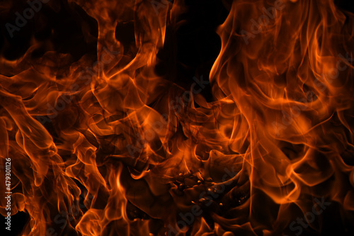 Canvastavla Blaze burning fire flame on art texture background.
