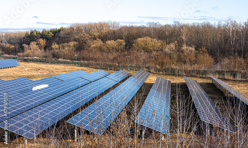 Electric farm with panels for producing clean ecologic energy. © puhimec