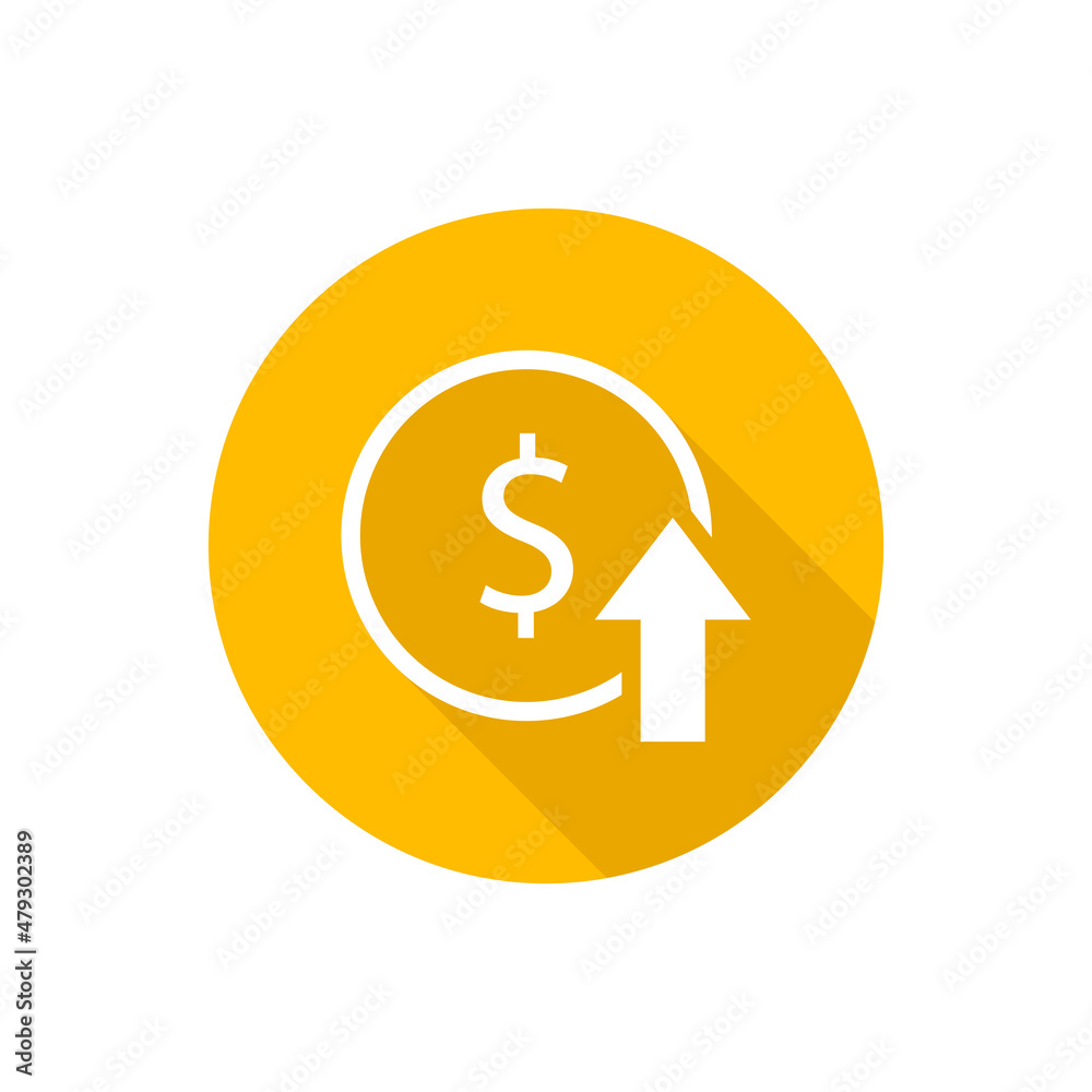 Dollar cost increase flat icon with shadow Dollar cost increase flat icon with shadow