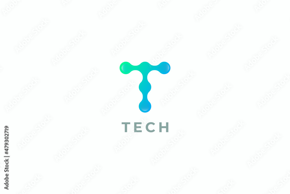 Letter T  gradient creative and simple dot technological business modern logo design	