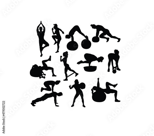 Gymnastics and Fitness Silhouettes, art vector silhouettes design
