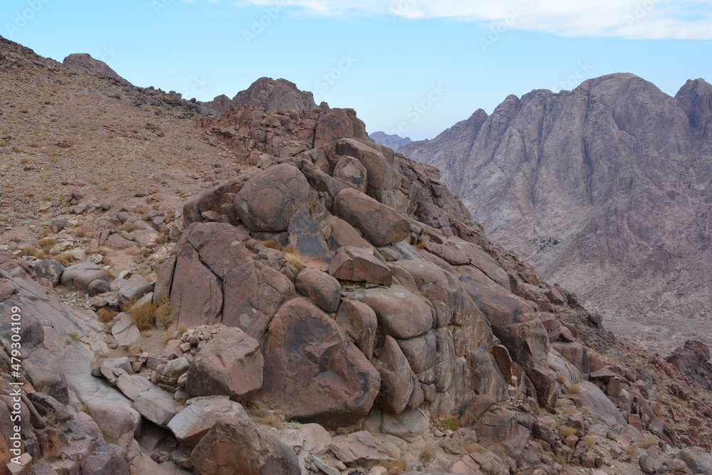 Obraz premium Egypt. View from Mount Sinai in the morning at sunrise.