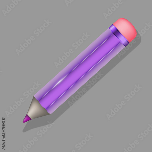 Realistic Isolated Bright Violet Pencil.