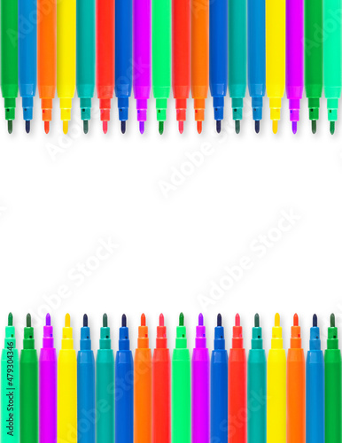 Colored markers on a white background