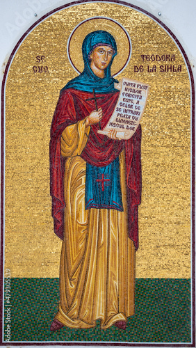 The mosaic icon representing Saint Theodora from Sihla Monastery - Romania