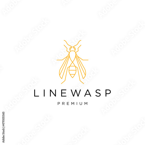 Wasp line art logo icon design template flat