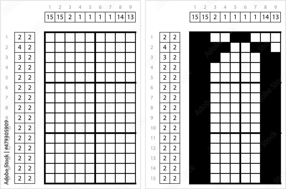 Fototapeta premium Alphabet n Lowercase Nonogram Pixel Art M_2112001