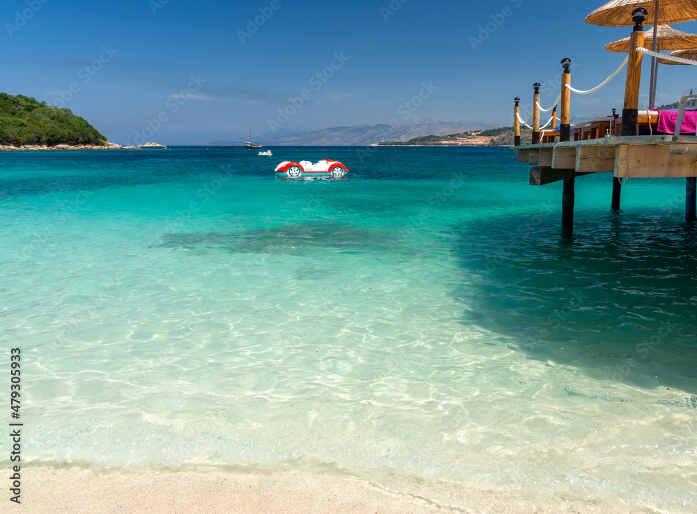 paradise beach with crystal clear water in Ksamil in Albania