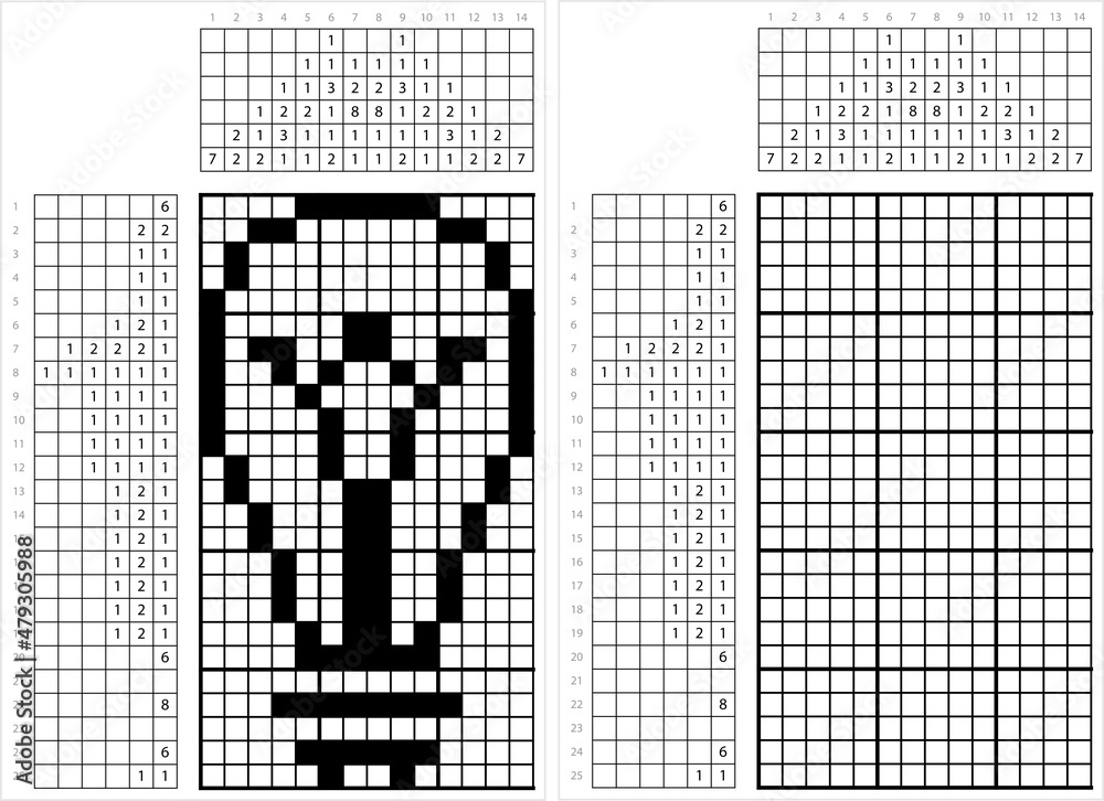Fototapeta premium Bulb Icon Nonogram Pixel Art M_2112003