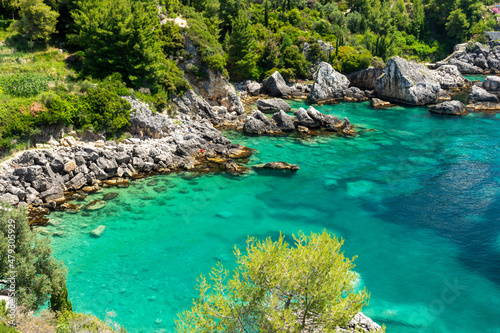 Obraz na płótnie amazing turquoise bay in Himare in Albania w salonie
