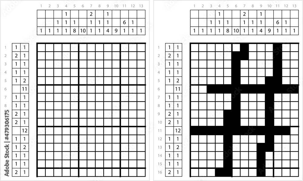 Fototapeta premium Hash Sign Nonogram Pixel Art M_2112002