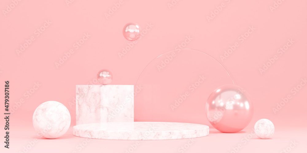 marble podium with marble sphere on pastel background scene for product presentation. Mock up for exhibitions, 3d illustration marble podium with marble sphere on pastel background scene for product presentation. Mock up for exhibitions, 3d illustration