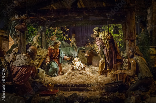 Carved nativity scene photo