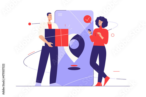 Vector illustration on the subject of online delivery service. Editable stroke