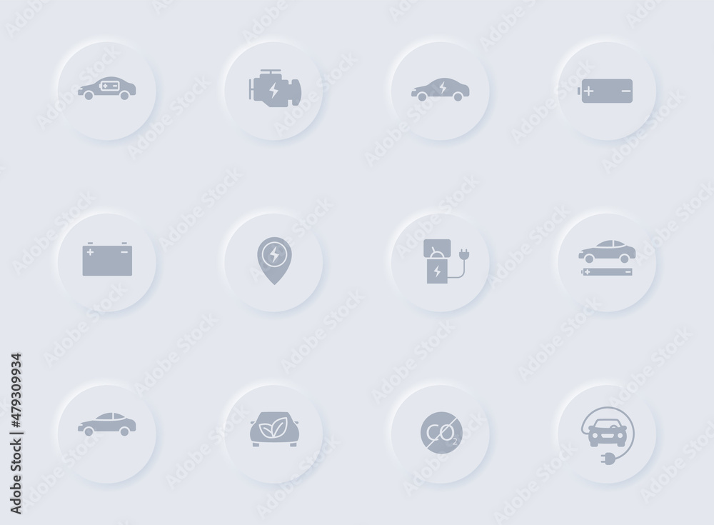 electro car gray vector icons on round rubber buttons. electro car icon set for web, mobile apps, ui design and promo business polygraphy electro car gray vector icons on round rubber buttons. electro car icon set for web, mobile apps, ui design and promo business polygraphy