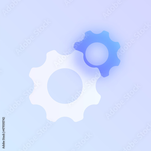 gear wheels glass morphism trendy style icon. settings color vector icon with blur, transparent glass and purple gradient. for web and ui design, mobile apps promo business polygraphy