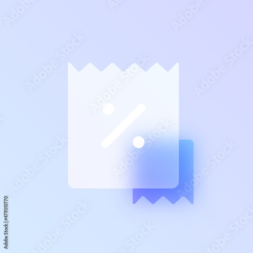 receipt glass morphism trendy style icon. chek color vector icon with blur, transparent glass and purple gradient. for web and ui design, mobile apps promo business polygraphy