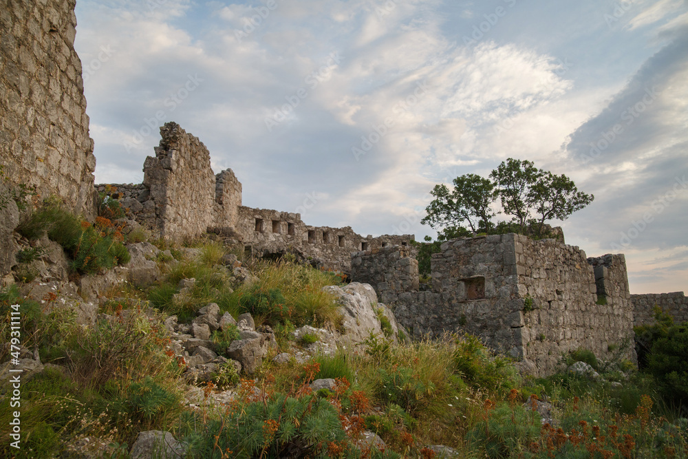Walls of the old fortress Hai Nekhai, Montenegro.