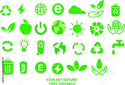 icon set nature and healty illustration east to edit and use for website apps and e commerse


