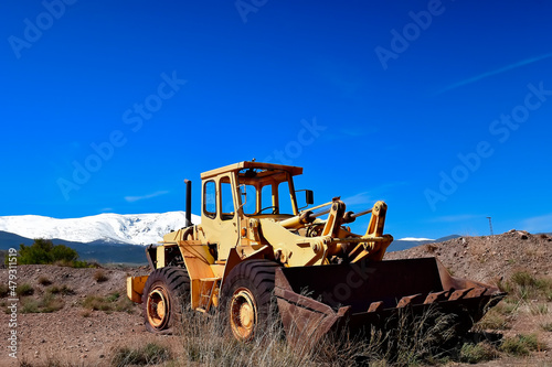 Old abandoned excavator in Minas de Alquife in Granada.