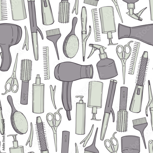 Equipment for styling and hair care. Vector pattern