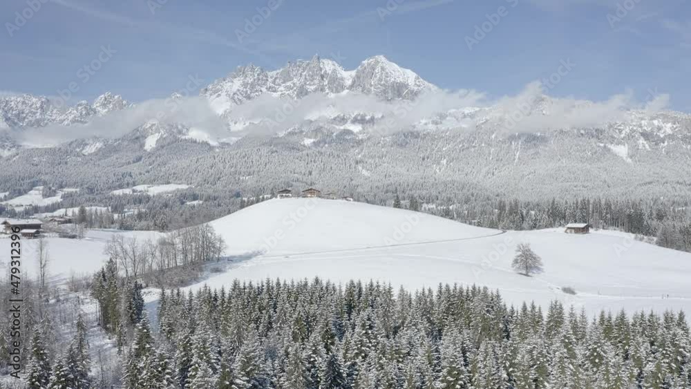 Rural Kitzbuhel in winter with Wilder Kaiser in Tyrol, Austria Rural Kitzbuhel in winter with Wilder Kaiser in Tyrol, Austria