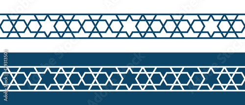 Set of borders of Islamic pattern for Ramadan greetings cards and templates. Vector illustration.