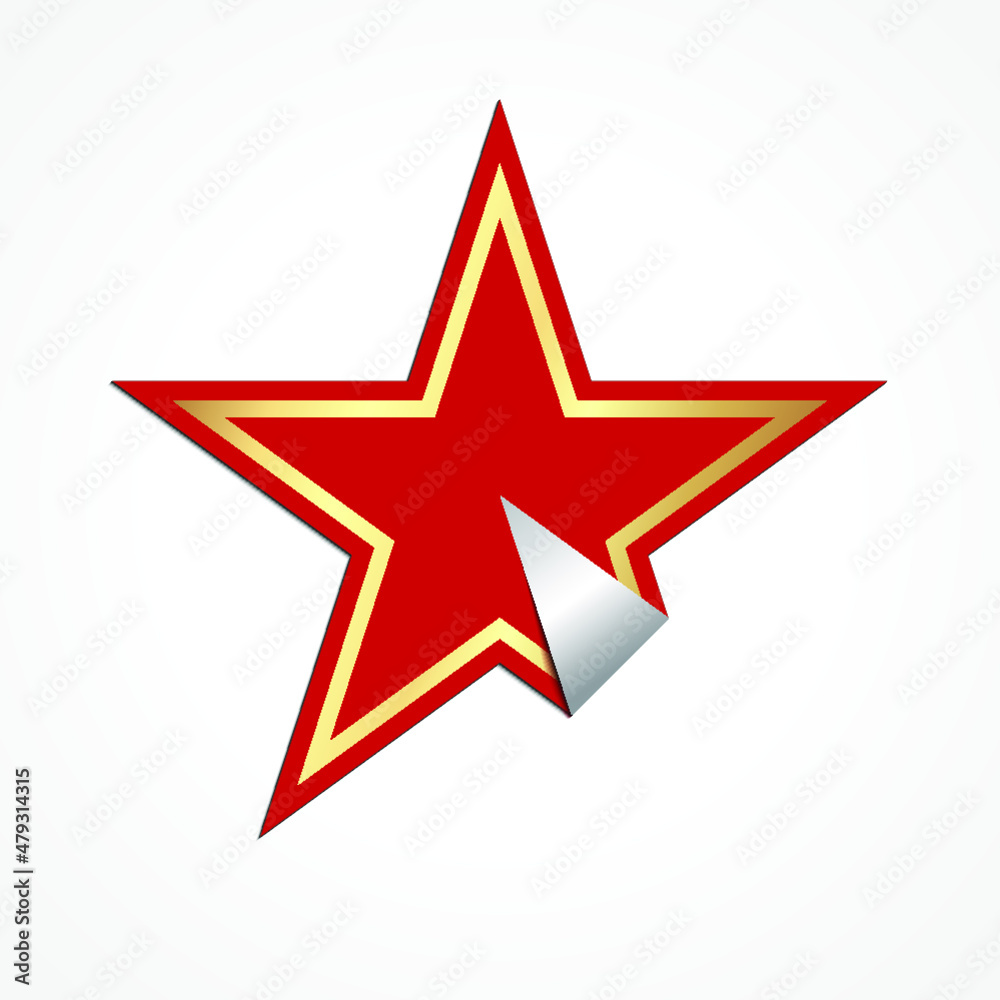 red star realistic sticker