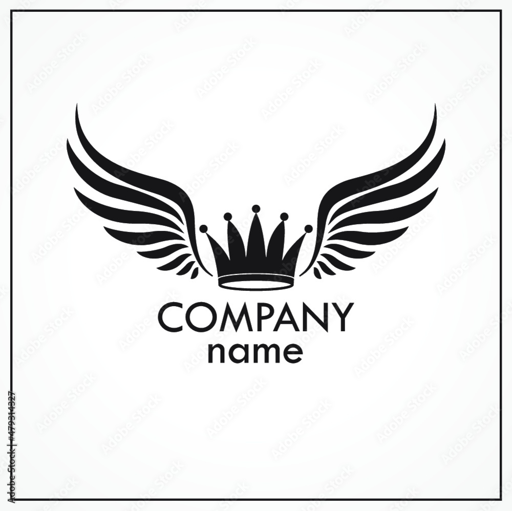 winged crown logo design / vector illustration