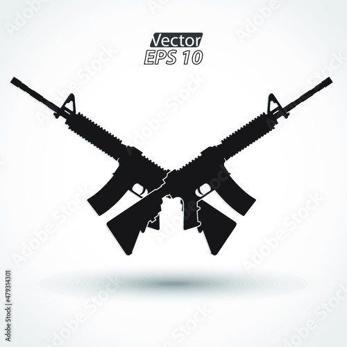 crossed silhouette assault rifle m4 / vector illustration