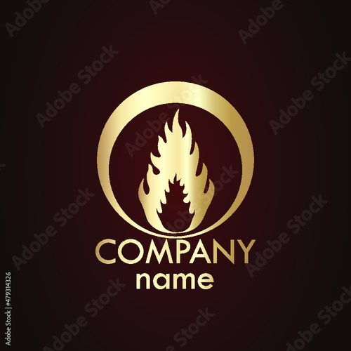 fire circle gold logo   vector illustration