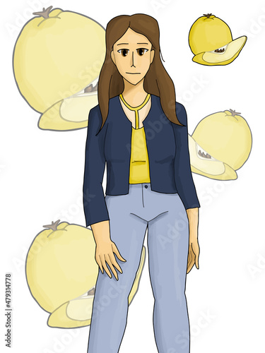 If fruits were humans. Humanization. The character and appearance of a person, if it were a fruit quince. Humanized fruit. When creating, the homeland of fruit was taken - Europe, Anatolia