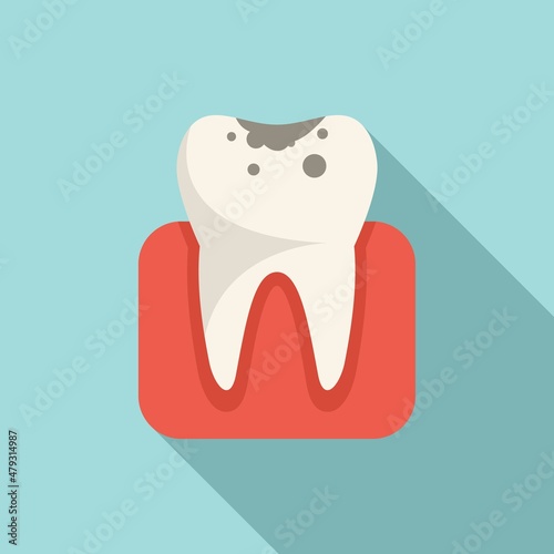 Tooth disease icon flat vector. Throat tonsil