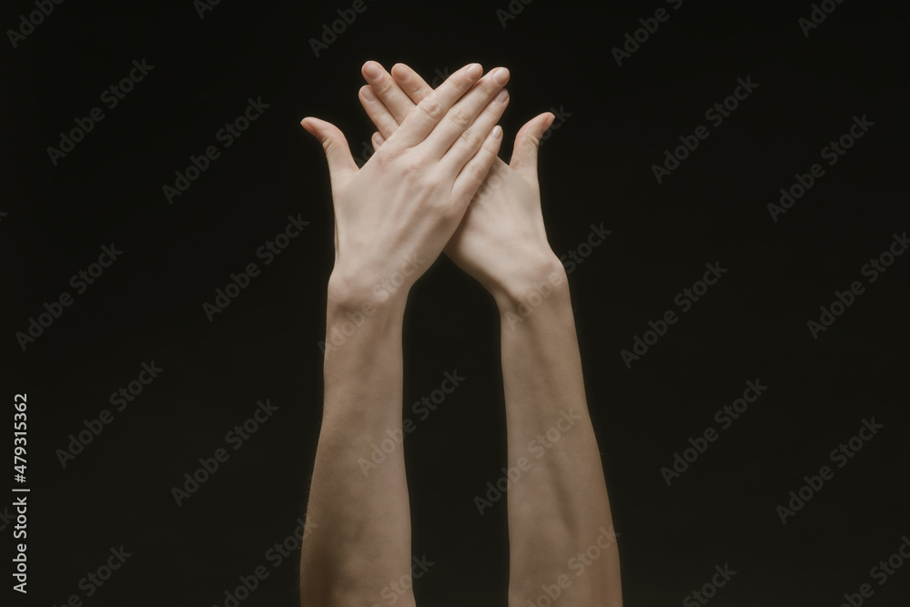 Fototapeta premium Woman hands in the dark in barokko style