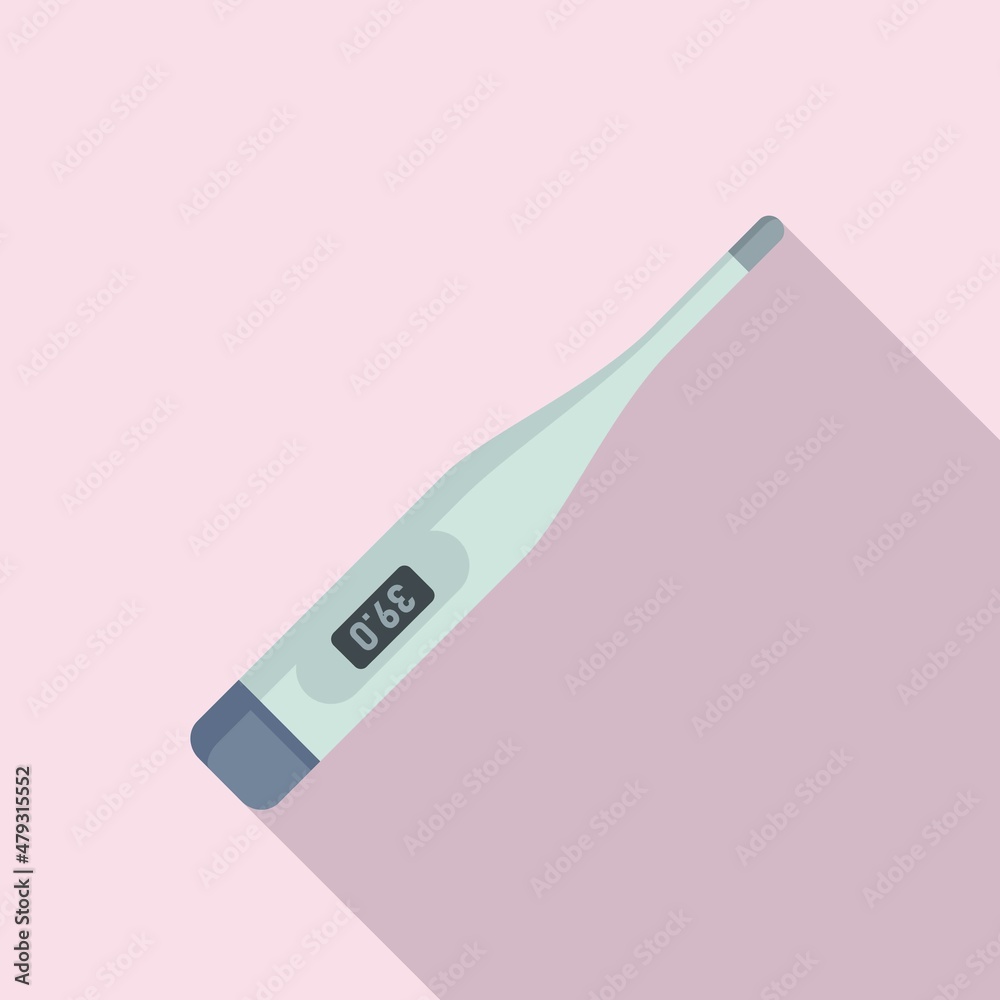 Digital thermometer icon flat vector. Medical fever Digital thermometer icon flat vector. Medical fever
