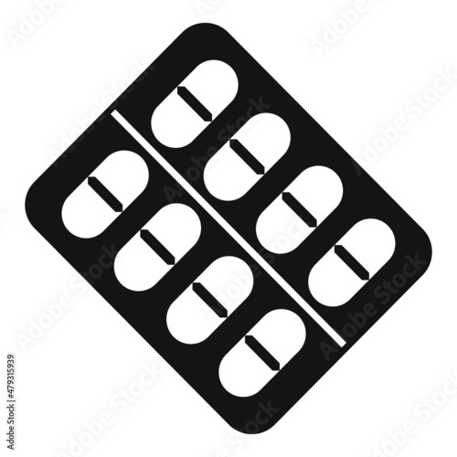 Tonsillitis pill blister icon simple vector. Tonsil mouth
