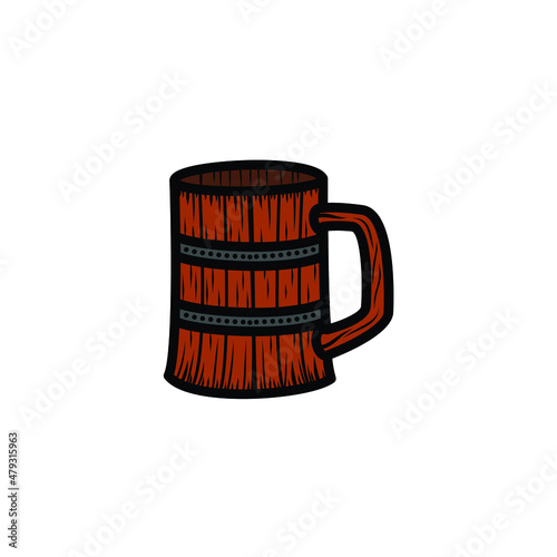 viking wooden beer glass logo design