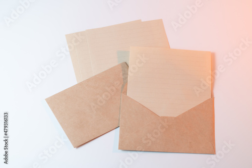 Paper and envelop. copy space