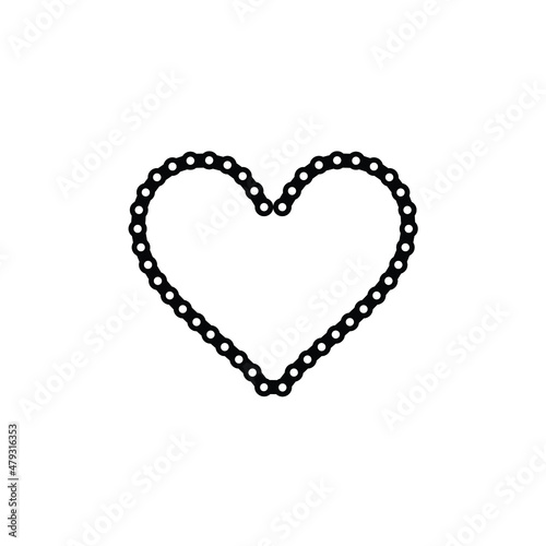 bike chain love heart symbol logo design 