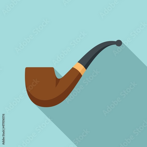 Classic smoke pipe icon flat vector. Old smoker