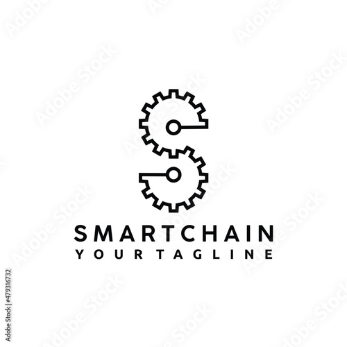 initial letter s smart chain logo design vector