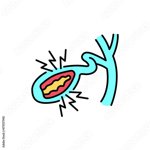 Cholesterosis gallbladder color line icon. Human diseases.