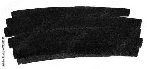 Black marker paint texture. Stroke isolated on white background photo