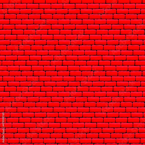 Red Seamless Brick Background. Vector Illustration of Wall Texture.