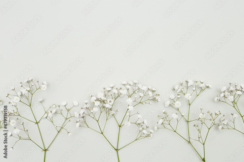 Obraz premium Flower arrangement - white gypsophila flowers on a textured background.